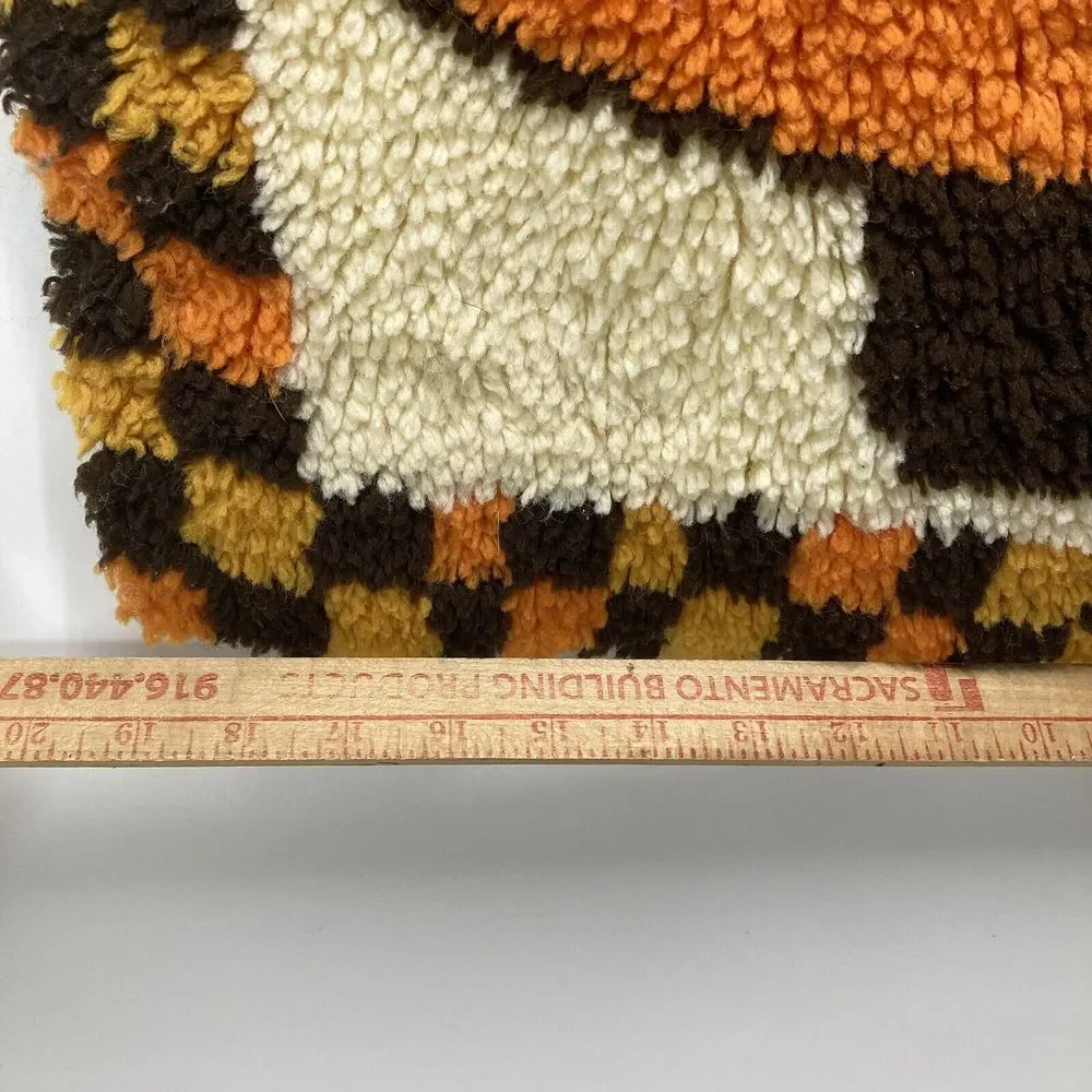 Vtg 1970's  Flower Girl Holly Hobbie‎ Rug 19.5 x 26.5 MCM Decor Orange Brown